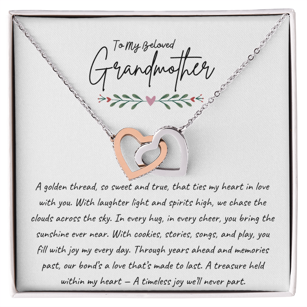 Grandmother Necklace Gift with Poem – Interlocking Hearts