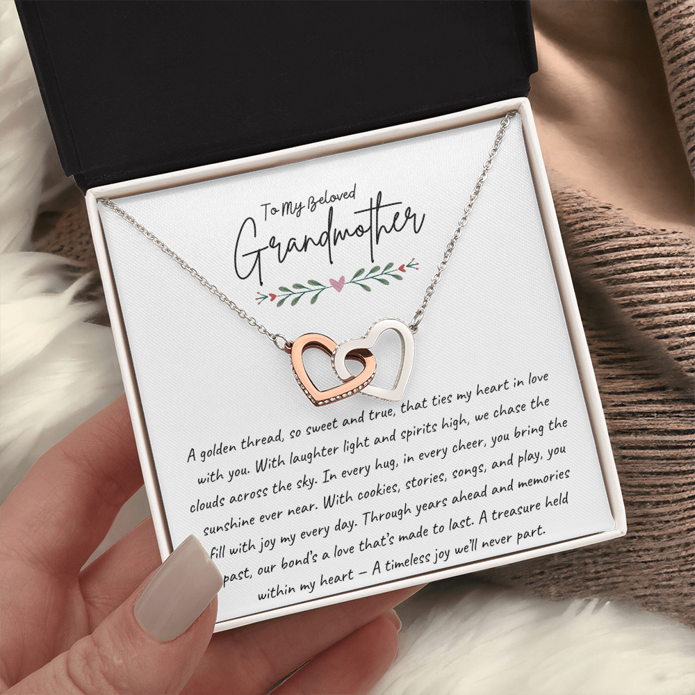 Grandmother Necklace Gift with Poem – Interlocking Hearts