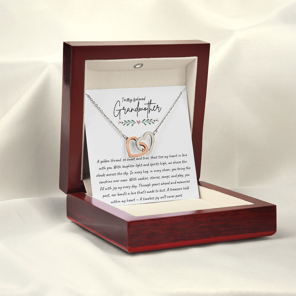 Grandmother Necklace Gift with Poem – Interlocking Hearts
