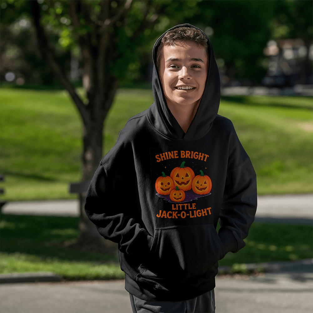 Shine Bright Little Jack-O-Light -- Kids Halloween Hoodie