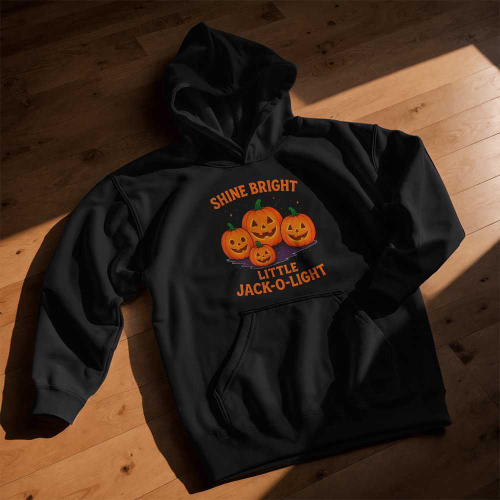 Shine Bright Little Jack-O-Light -- Kids Halloween Hoodie